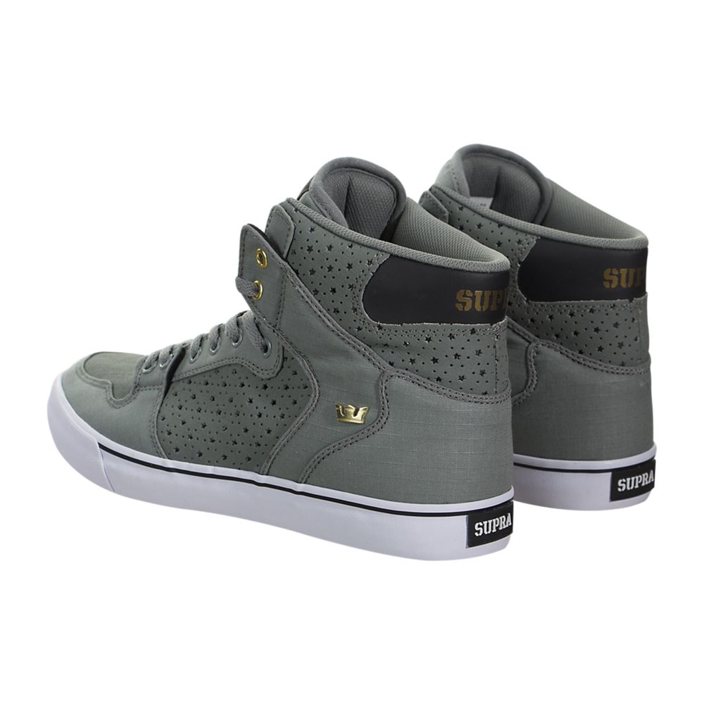 Baskets Montantes Supra Vaider Grise Noir Charcoal/Black-Gold-White Homme | JYR-04334393